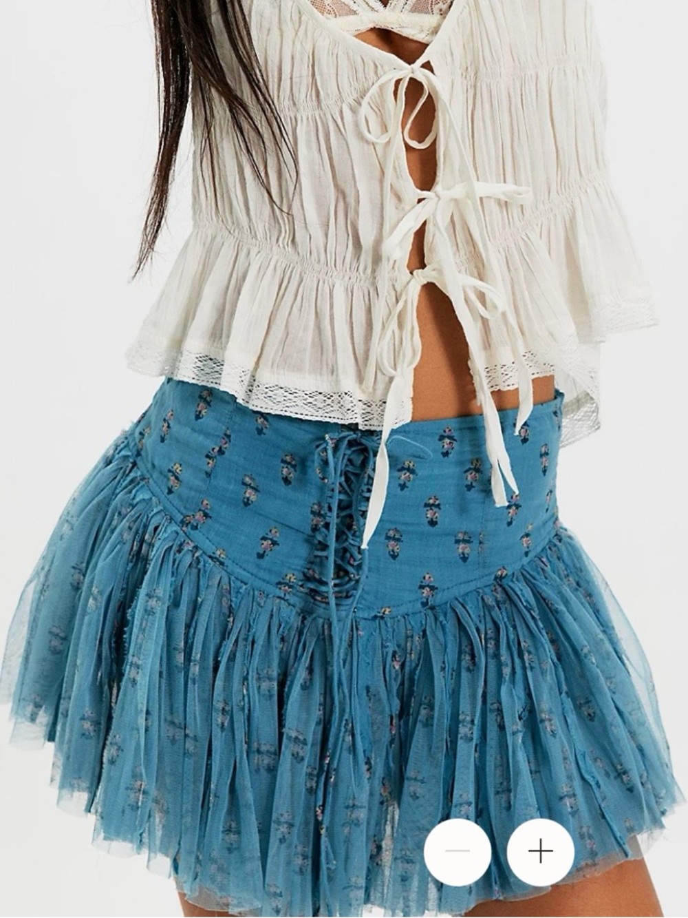 Free People Blue Tiered Floral Mini Skirt